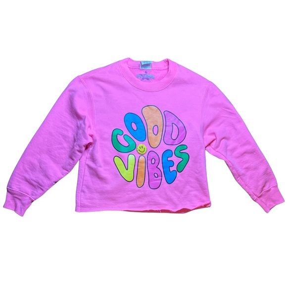 Hannah Sky Hot Pink Good Vibes Sweatshirt Girls size small in EUC - Picture 1 of 3